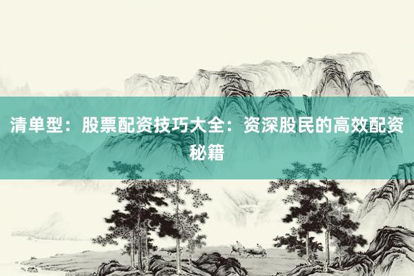 清单型：股票配资技巧大全：资深股民的高效配资秘籍