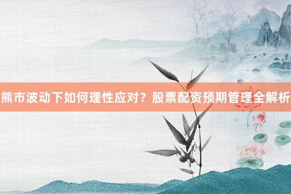熊市波动下如何理性应对？股票配资预期管理全解析