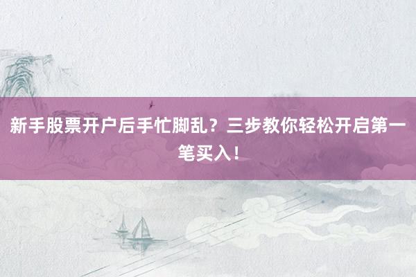 新手股票开户后手忙脚乱？三步教你轻松开启第一笔买入！