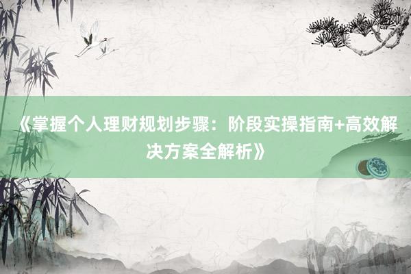 《掌握个人理财规划步骤：阶段实操指南+高效解决方案全解析》