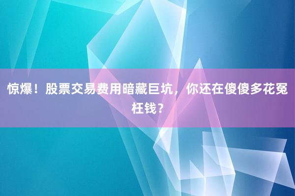 惊爆！股票交易费用暗藏巨坑，你还在傻傻多花冤枉钱？