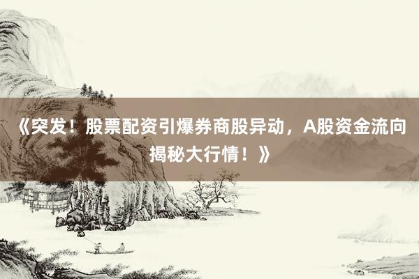 《突发!股票配资引爆券商股异动,A股资金流向揭秘大行情!》