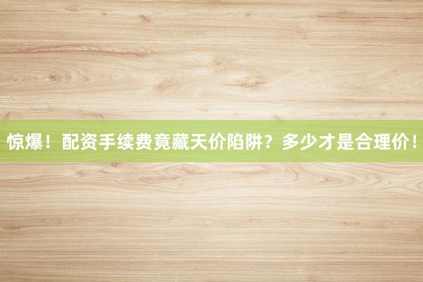 惊爆！配资手续费竟藏天价陷阱？多少才是合理价！