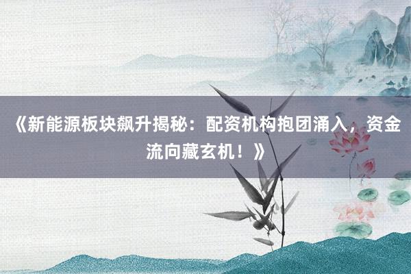 《新能源板块飙升揭秘：配资机构抱团涌入，资金流向藏玄机！》
