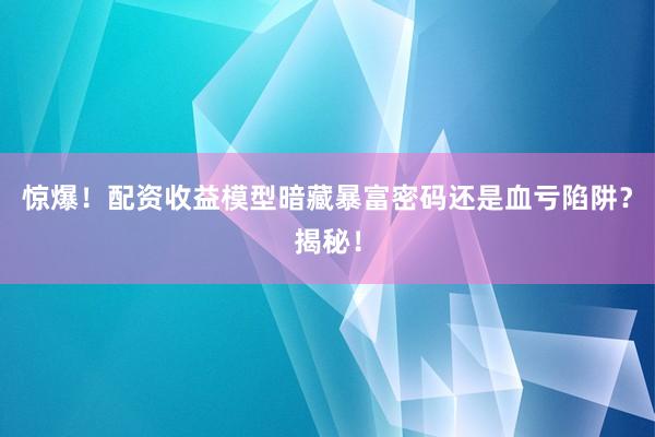 惊爆！配资收益模型暗藏暴富密码还是血亏陷阱？揭秘！