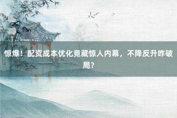 惊爆！配资成本优化竟藏惊人内幕，不降反升咋破局？