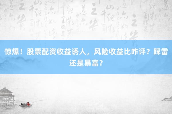 惊爆！股票配资收益诱人，风险收益比咋评？踩雷还是暴富？