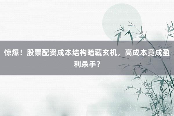 惊爆！股票配资成本结构暗藏玄机，高成本竟成盈利杀手？